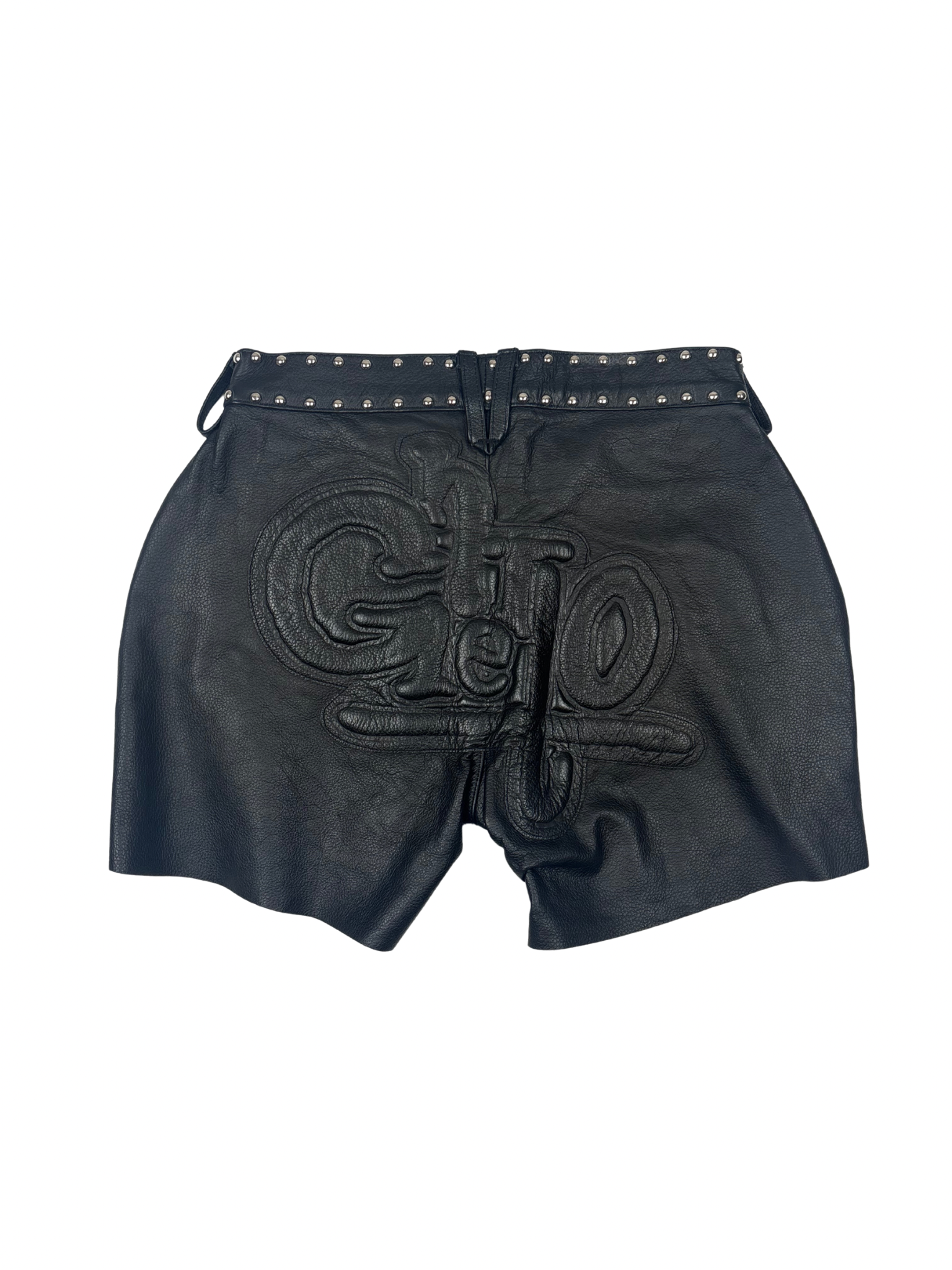 Leather Studded Biker Shorts